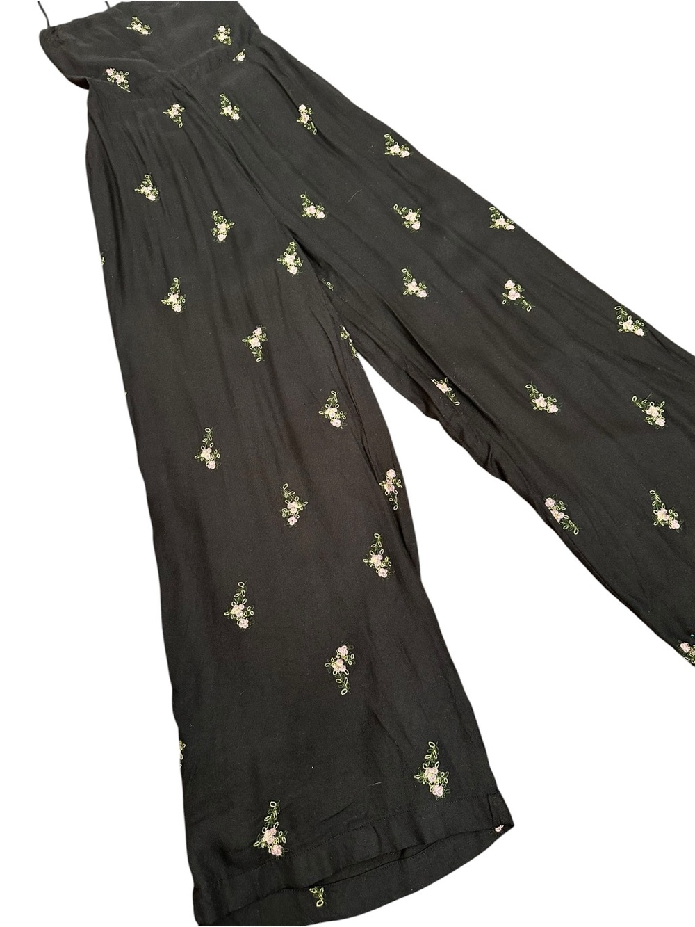 House of Harlow 1960 x Revolve Natalie Black Wide-Leg Jumpsuit Floral Embroidery - Picture 6 of 16